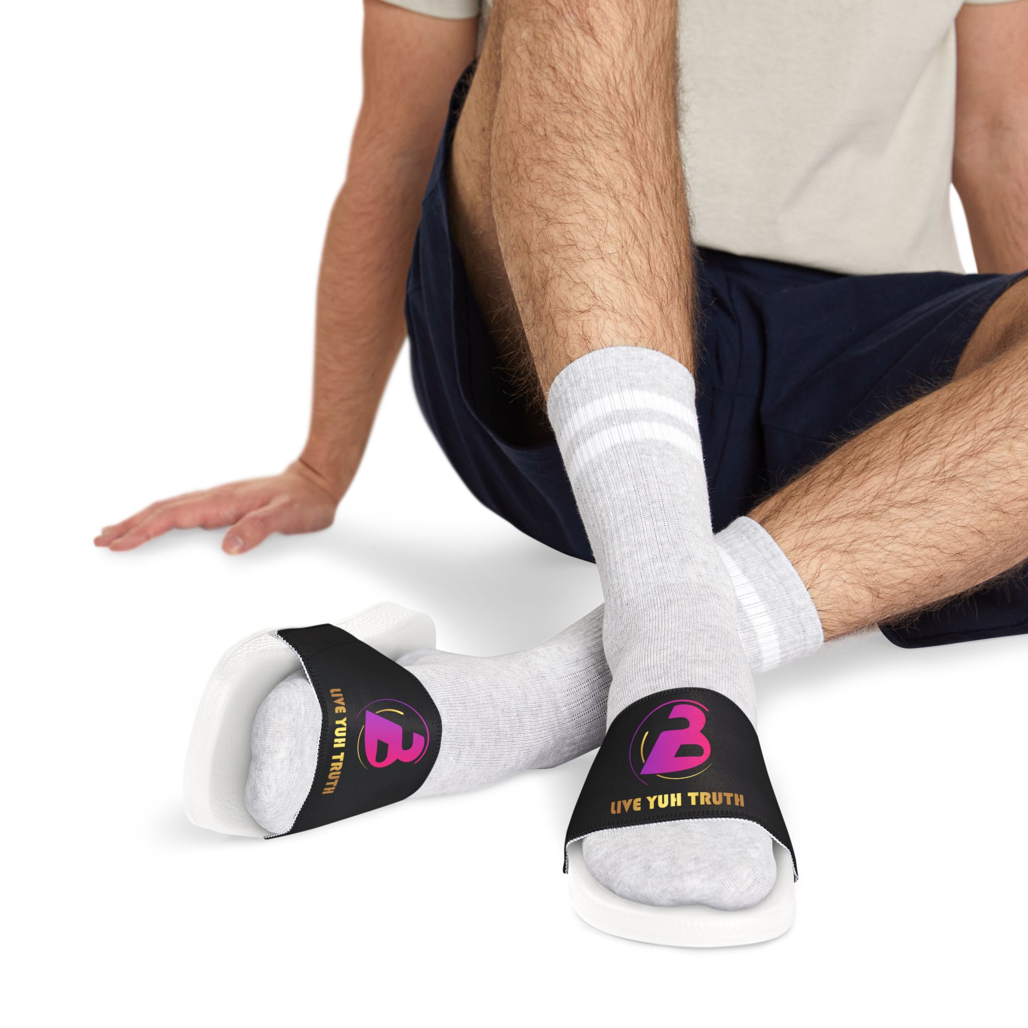 Men's Removable-Strap Sandals - Comfortable Summer Footwear, Poolside Slip-Ons, Casual Outdoors, Perfect Gift, Live Your Truth Design